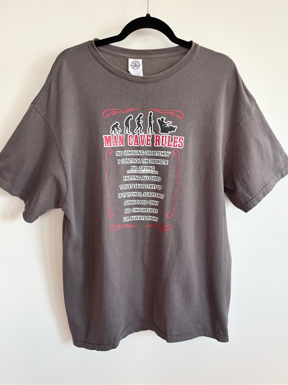 ‘Man Cave Rules' Graphic Delta Pro Weight Tee Shirt XL